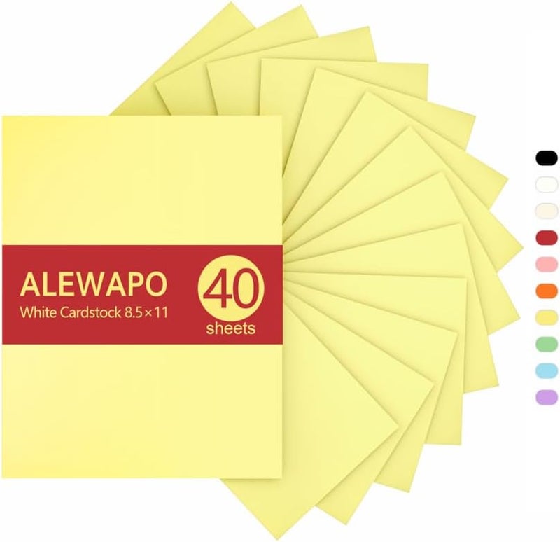 ALEWAPO Yellow Cardstock 8.5 x 11 Thick Paper, 40 Sheets, ThickPaper 75 LB/200 GSM, Cardstock Printer Paper 8.5 x 11, Yellow Card Stock for Invitations, Menus, Wedding, DIY Cards - Image 1
